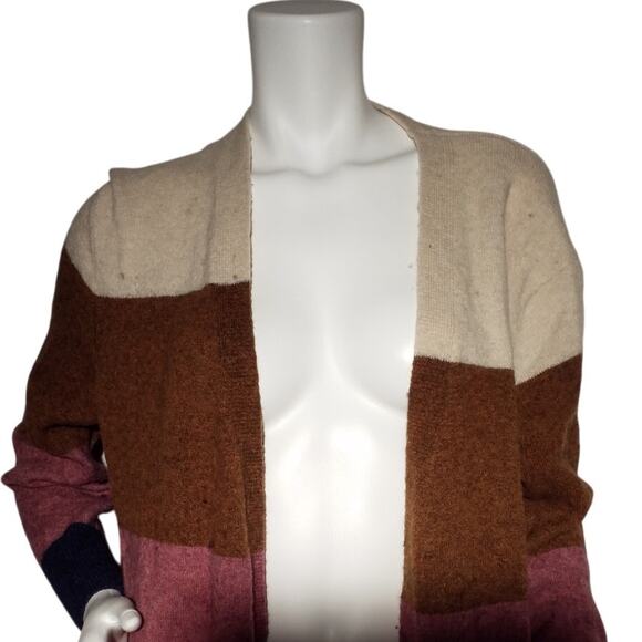 Madewell Kent Striped Cardigan Sweater | Heather Quinoa | Size Large - Picture 2 of 6